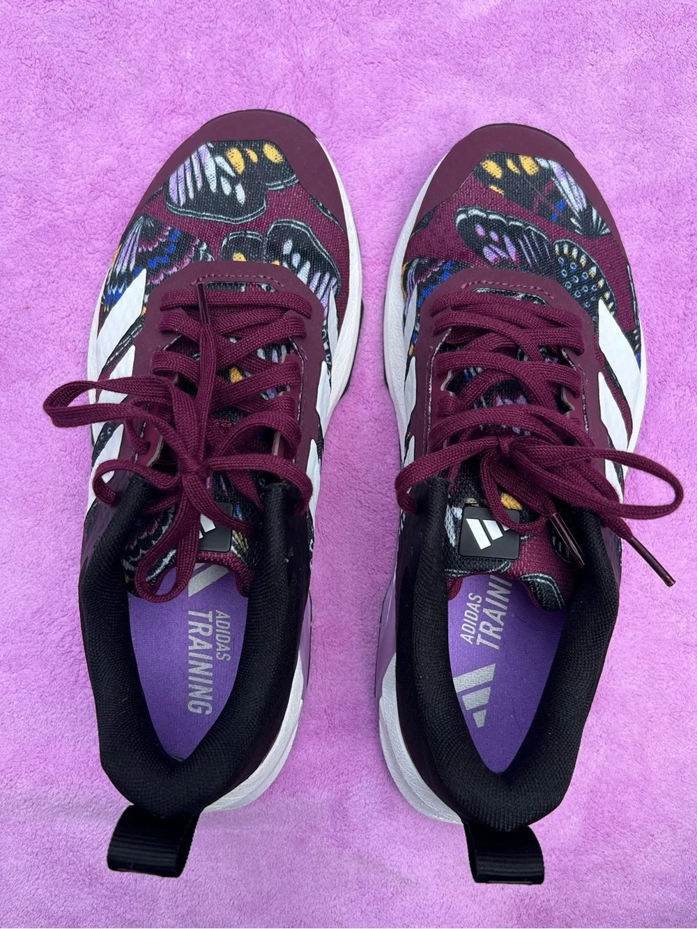 Adidas Women’s  Maroon & White Training Sneakers with Purple Accent